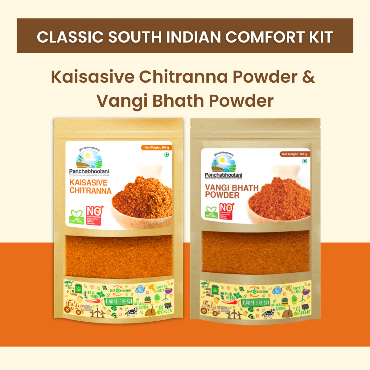 Panchabhootani Combo Pack 2 - Kaisasive Chitranna Powder + Vangi Bhath Powder