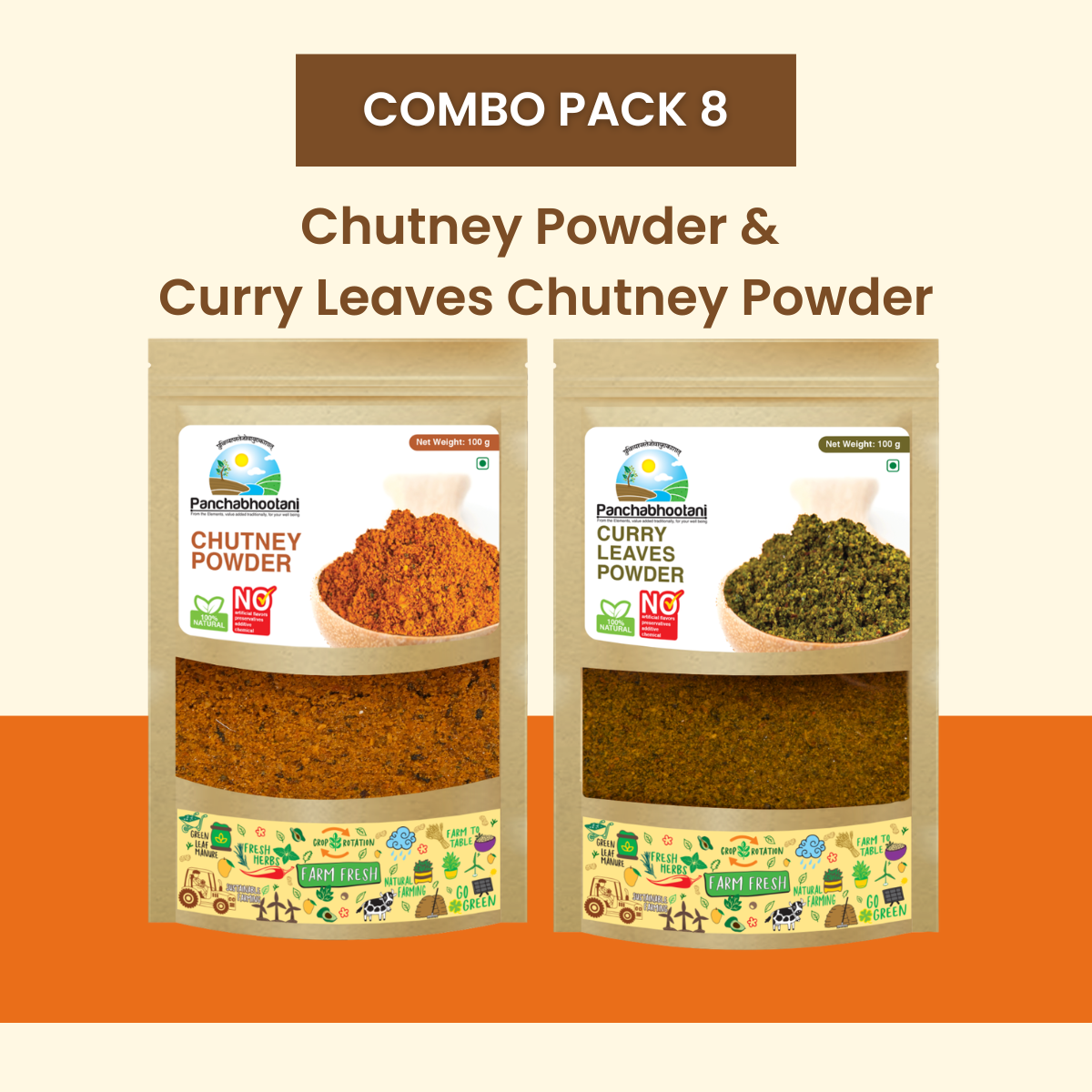 Panchabhootani Combo Pack 8 - Chutney Powder + Curry Leaves Chutney Powder