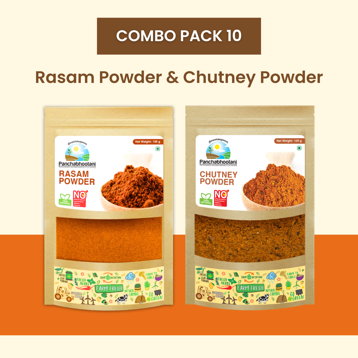 Panchabhootani Combo Pack 10 - Rasam Powder + Chutney Powder