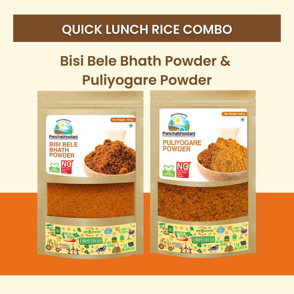 Panchabhootani Combo Pack 7 - Bisi bele bath Powder + Puliyogare Powder