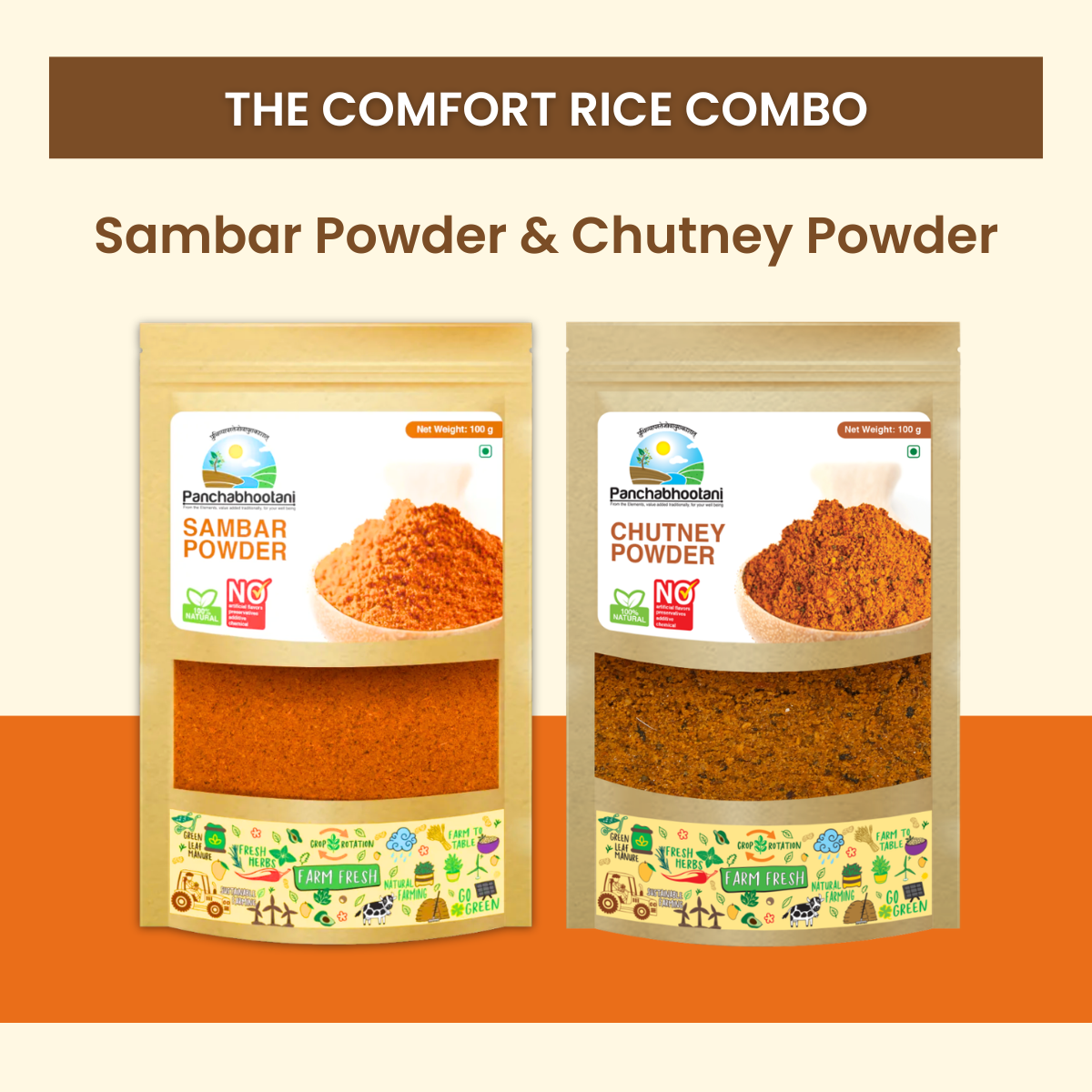 Panchabhootani Combo Pack 9 - Sambar Powder + Chutney Powder