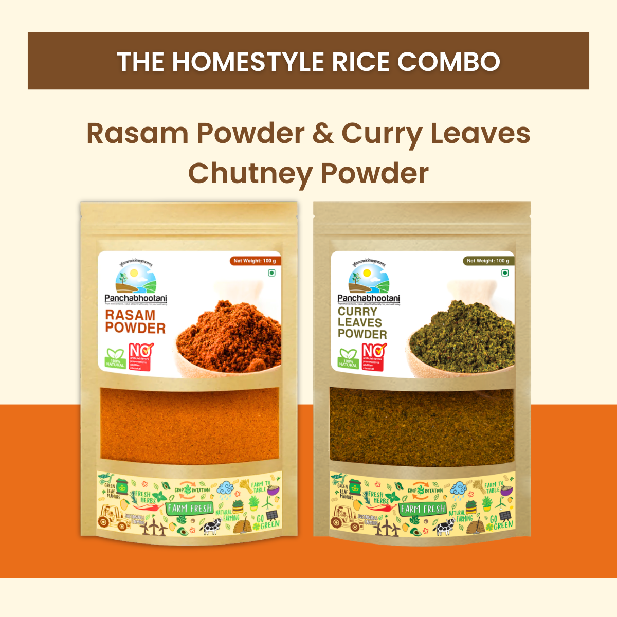 Panchabhootani Combo Pack 12 - Rasam Powder + Curry Leaves Chutney Powder