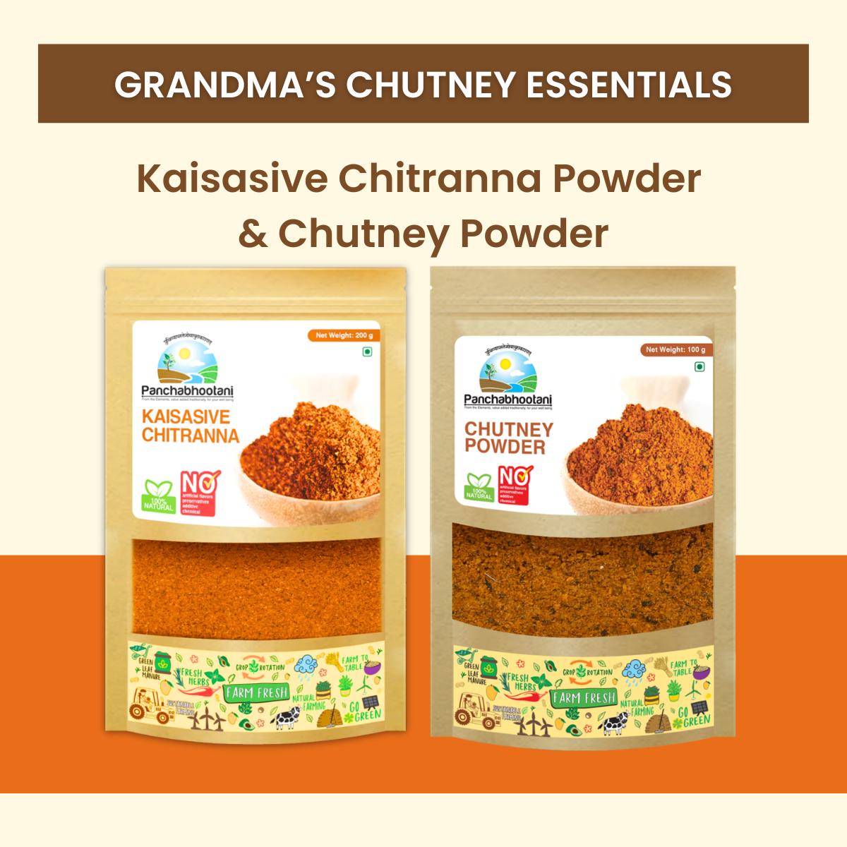 Panchabhootani Combo Pack 13 - Kaisasive Chitranna Powder + Chutney Powder