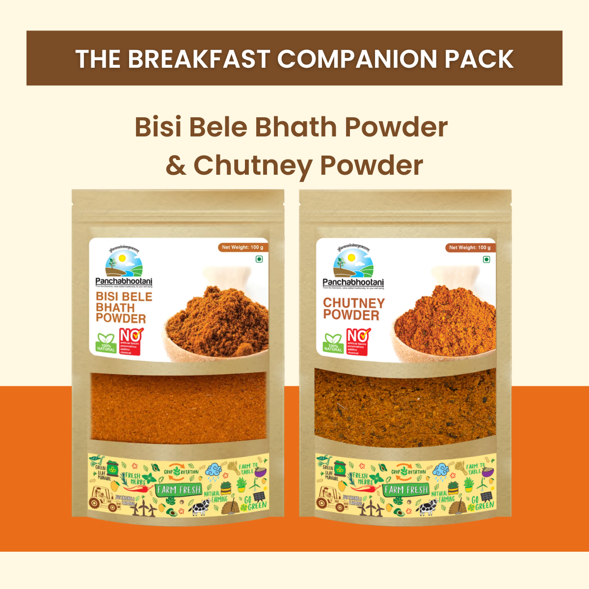 Panchabhootani Combo Pack 15 - Bisi bele bath Powder + Chutney Powder