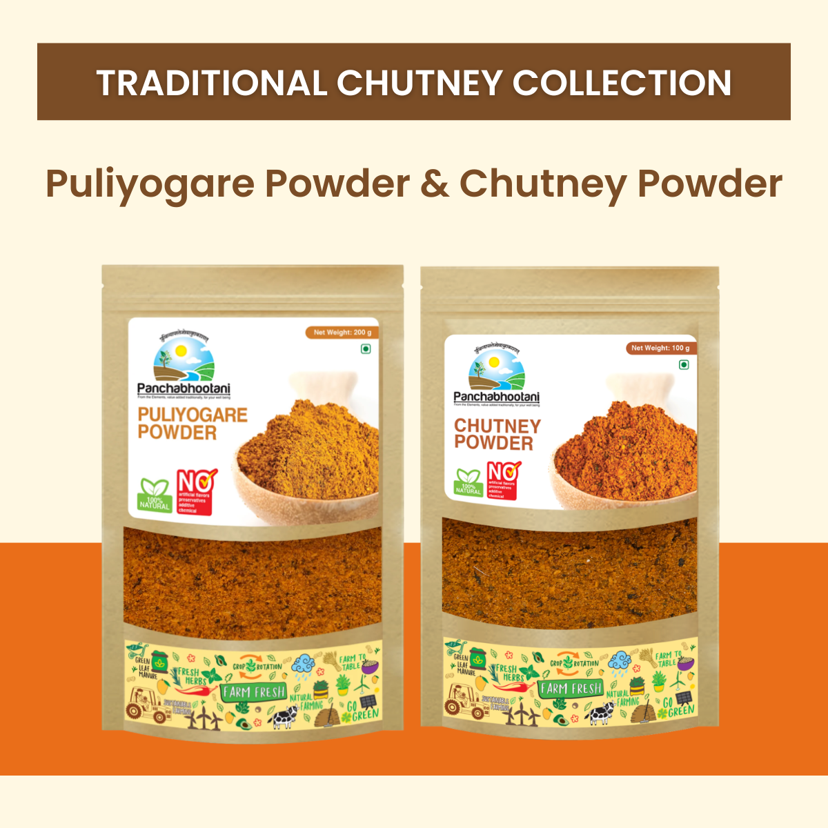Panchabhootani Combo Pack 16 - Puliyogare Powder + Chutney Powder