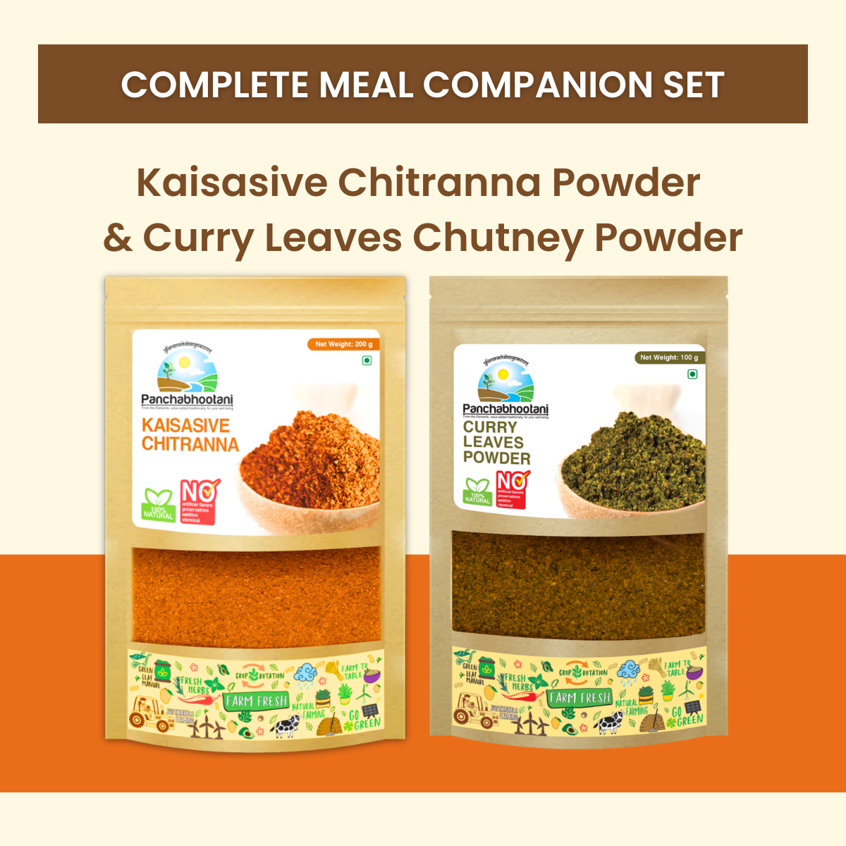 Panchabhootani Combo Pack 17 - Kaisasive Chitranna Powder + Curry Leaves Chutney Powder
