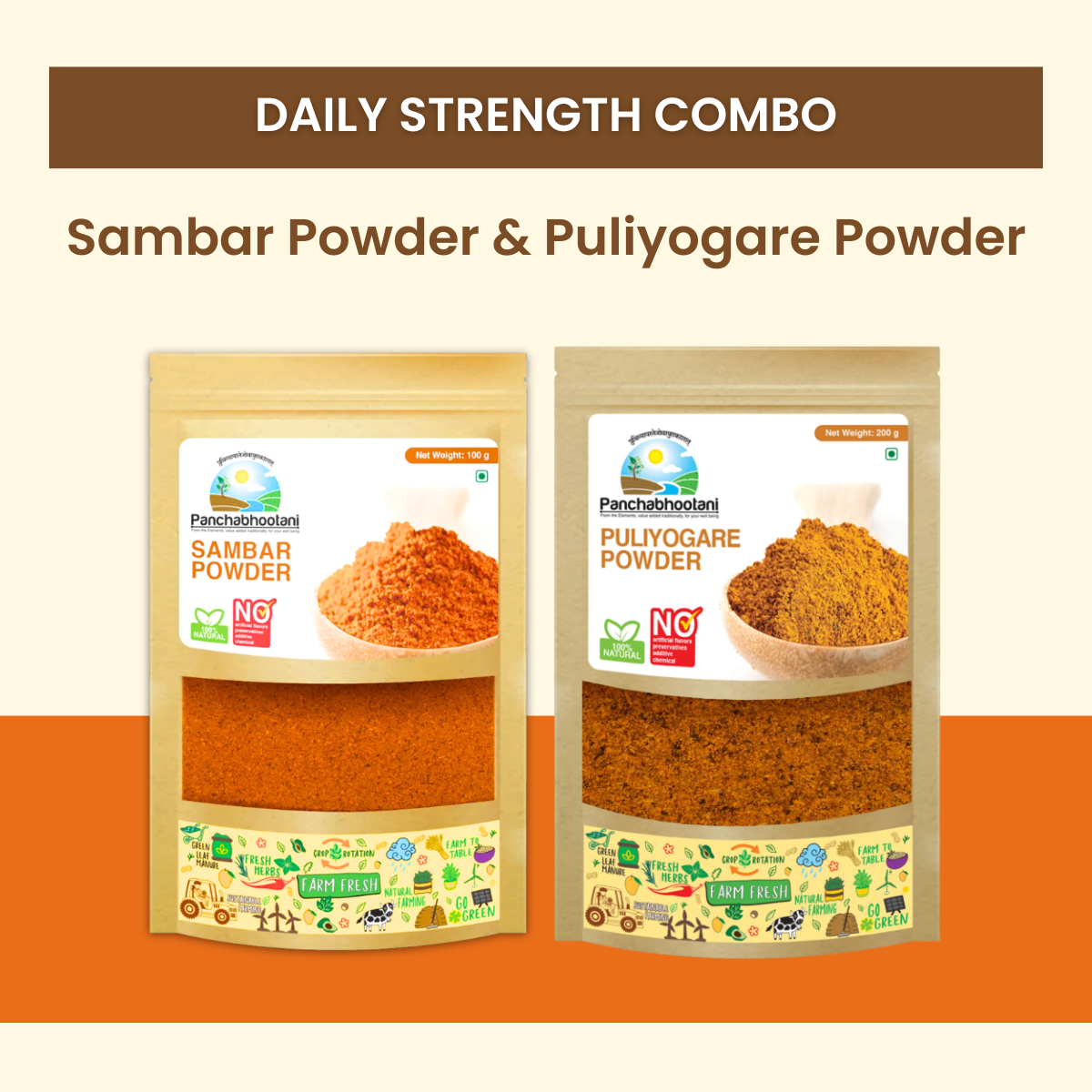 Panchabhootani Combo Pack 24 - Sambar Powder + Puliyogare Powder