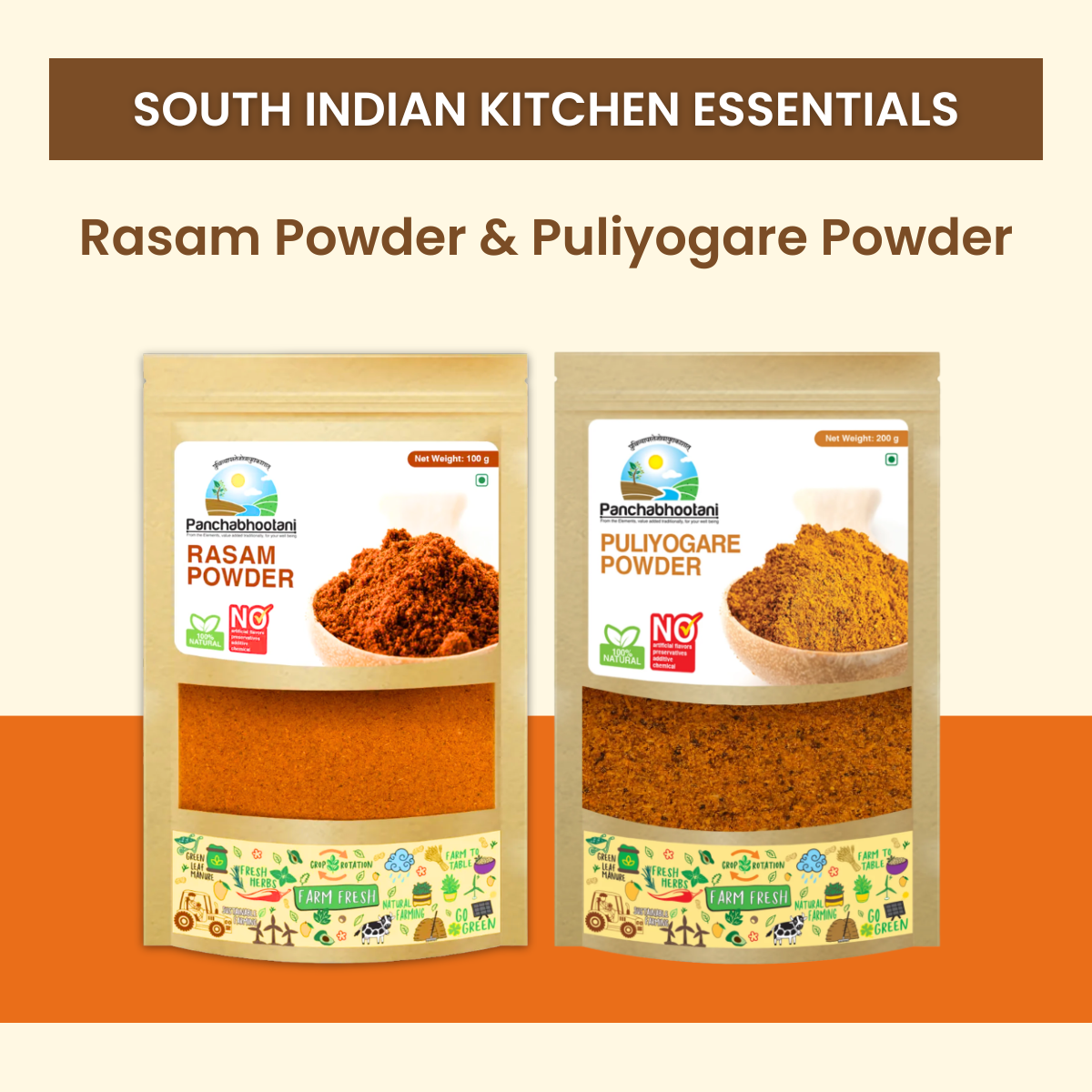 Panchabhootani Combo Pack 28 - Rasam Powder + Puliyogare Powder
