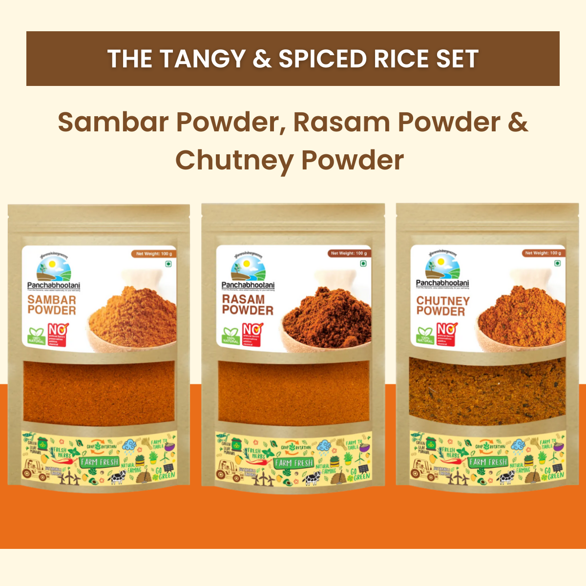 Panchabhootani Combo Pack 30 - Sambar Powder + Rasam Powder + Chutney Powder
