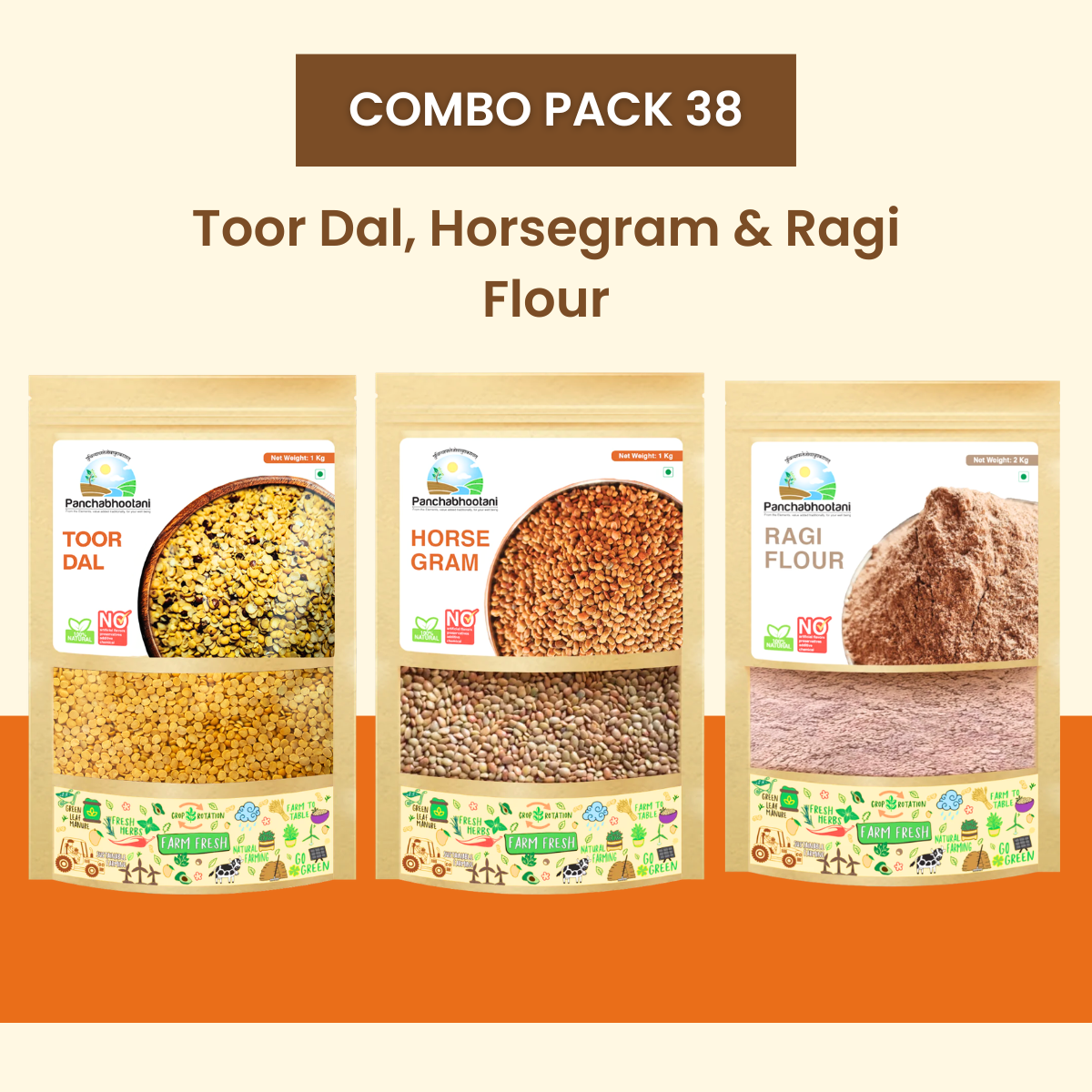 Panchabhootani Combo Pack 38 - Toor Dal + Horsegram + Ragi Flour